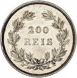 Large Reverse for 200 Réis ( 2 Tostôes ) 1860 coin