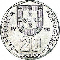 Large Obverse for 20 Escudos 1998 coin