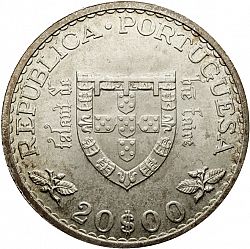 Large Reverse for 20 Escudos 1960 coin