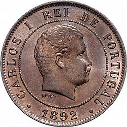 Large Obverse for 20 Réis ( Vintém ) 1892 coin