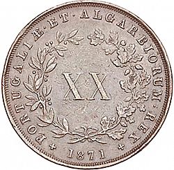 Large Reverse for 20 Réis ( Vintém ) 1871 coin