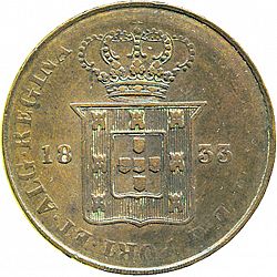 Large Obverse for 20 Réis ( Vintém ) 1833 coin