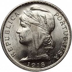 Large Obverse for 20 Centavos 1916 coin