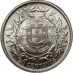 Large Reverse for 20 Centavos 1916 coin