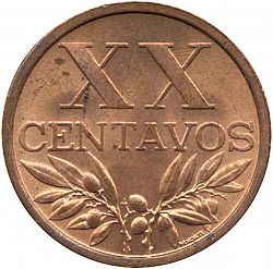 Large Reverse for 20 Centavos 1966 coin