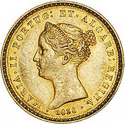 Large Obverse for 2500 Réis ( Meia Coroa de Ouro ) 1838 coin