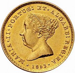 Large Obverse for 2500 Réis ( Meia Coroa de Ouro ) 1853 coin