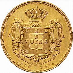 Large Reverse for 2500 Réis ( Meia Coroa de Ouro ) 1853 coin