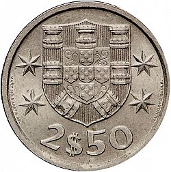 Large Reverse for 2,50 Escudos 1977 coin