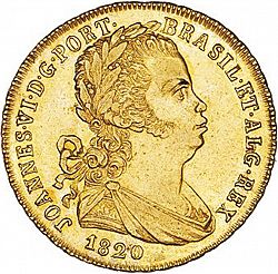 Large Obverse for 3200 Réis ( Meia Peça ) 1820 coin
