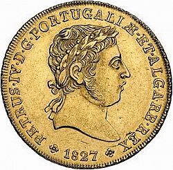 Large Obverse for 3750 Réis ( Meia Peça ) 1827 coin