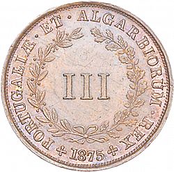 Large Reverse for 3 Réis 1875 coin