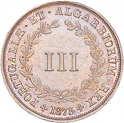 Large Reverse for 3 Réis 1875 coin