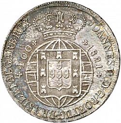 Large Obverse for 480 Réis ( Cruzado Novo ) 1821 coin