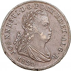 Large Obverse for 40 Réis ( Pataco ) 1820 coin