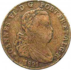 Large Obverse for 40 Réis ( Pataco ) 1821 coin
