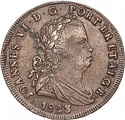 Large Obverse for 40 Réis ( Pataco ) 1823 coin