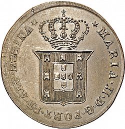 Large Obverse for 40 Réis ( Pataco ) 1833 coin