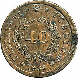 Large Reverse for 40 Réis ( Pataco ) 1833 coin