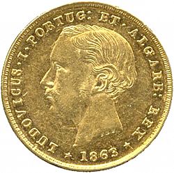 Large Obverse for 5000 Réis ( Meia Coroa ) 1863 coin