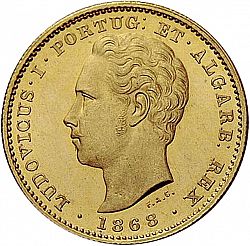 Large Obverse for 5000 Réis ( Meia Coroa ) 1868 coin