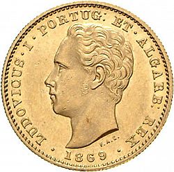 Large Obverse for 5000 Réis ( Meia Coroa ) 1869 coin