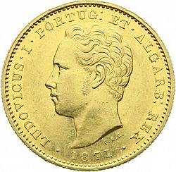Large Obverse for 5000 Réis ( Meia Coroa ) 1871 coin