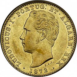 Large Obverse for 5000 Réis ( Meia Coroa ) 1872 coin