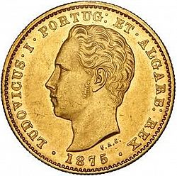 Large Obverse for 5000 Réis ( Meia Coroa ) 1875 coin