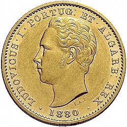 Large Obverse for 5000 Réis ( Meia Coroa ) 1880 coin