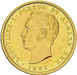 Large Obverse for 5000 Réis ( Meia Coroa ) 1887 coin