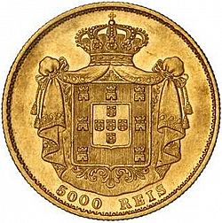 Large Reverse for 5000 Réis ( Meia Coroa ) 1875 coin