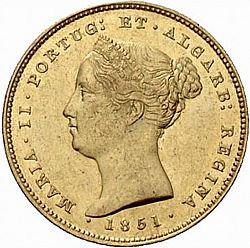 Large Obverse for 5000 Réis ( Coroa de Ouro ) 1851 coin