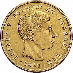 Large Obverse for 5000 Réis ( Meia Coroa ) 1861 coin