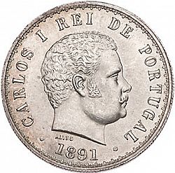 Large Obverse for 500 Réis ( Cinco Tostôes ) 1891 coin
