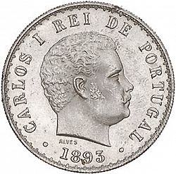 Large Obverse for 500 Réis ( Cinco Tostôes ) 1893 coin