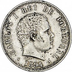 Large Obverse for 500 Réis ( Cinco Tostôes ) 1894 coin