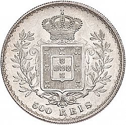 Large Reverse for 500 Réis ( Cinco Tostôes ) 1891 coin