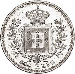 Large Reverse for 500 Réis ( Cinco Tostôes ) 1893 coin