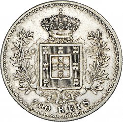 Large Reverse for 500 Réis ( Cinco Tostôes ) 1894 coin