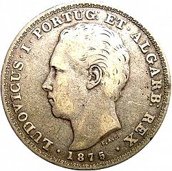 Large Obverse for 500 Réis ( 5 Tostôes ) 1875 coin