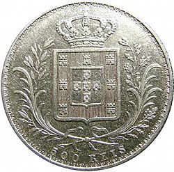 Large Reverse for 500 Réis ( 5 Tostôes ) 1889 coin