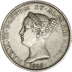 Large Obverse for 500 Réis ( 5 Tostôes ) 1842 coin