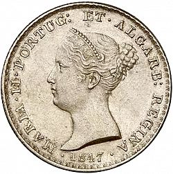 Large Obverse for 500 Réis ( 5 Tostôes ) 1847 coin