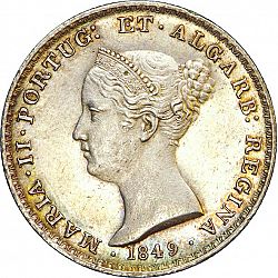 Large Obverse for 500 Réis ( 5 Tostôes ) 1849 coin