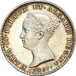 Large Obverse for 500 Réis ( 5 Tostôes ) 1851 coin