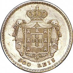 Large Reverse for 500 Réis ( 5 Tostôes ) 1849 coin