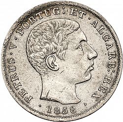 Large Obverse for 500 Réis ( 5 Tostôes ) 1858 coin