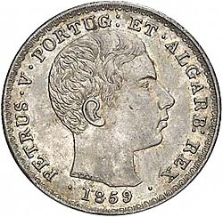 Large Obverse for 500 Réis ( 5 Tostôes ) 1859 coin