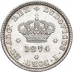 Large Obverse for 50 Réis ( Meio Tostâo ) 1874 coin